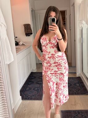 Floral Pink Midi Dress